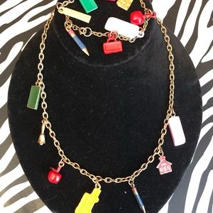 Teacher school supplies necklace and bracelet set